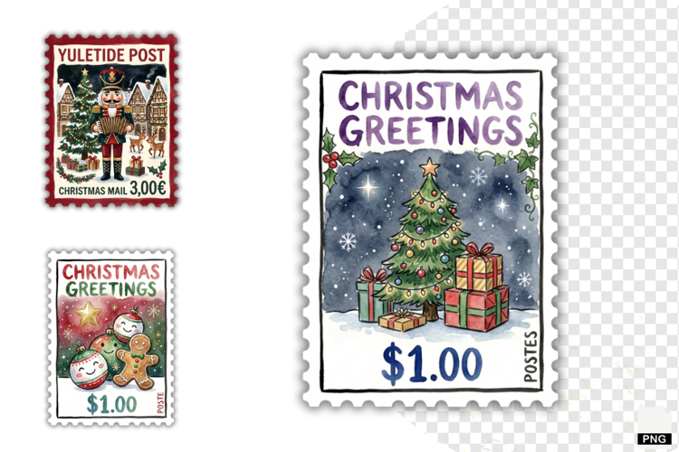 Christmas Postage Stamps Clipart