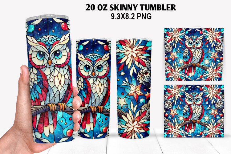 Owls Skinny Tumbler 20oz Wrap Design,4th of july Tumbler PNG