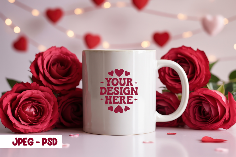 Valentine Minimal Mug PSD JPEG Mockup