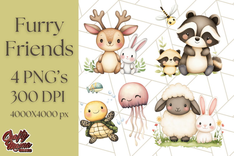 Cute Animal Friends Clipart PNG, Whimsical Spring Animal Duo