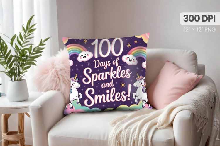 100 days of school Pillow Design, Teacher PNG Sublimation