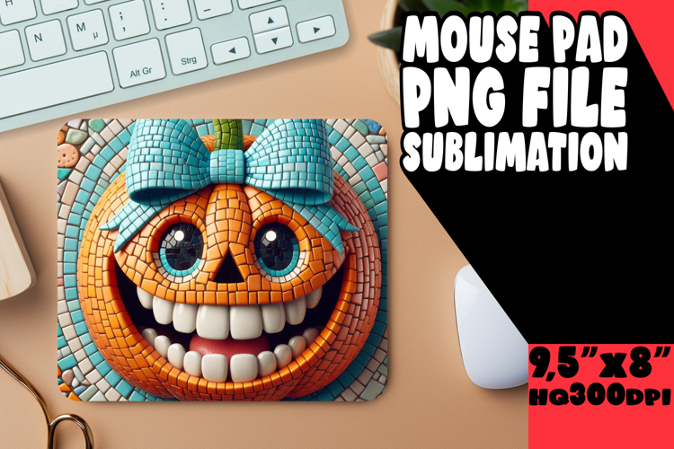 BRIGHT MOUSE PAD SUBLIMATION ART, Cute Pumpkin