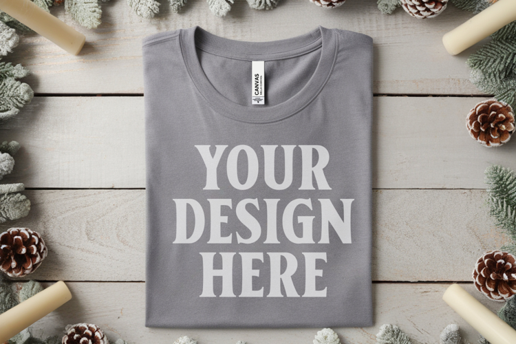 Christmas Bella Canvas 3001 Athletic Heather Folded Tshirt