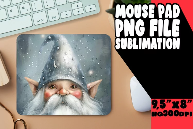 Springtime Splendor: Gnome Mouse Pad Design Sublimation PNG