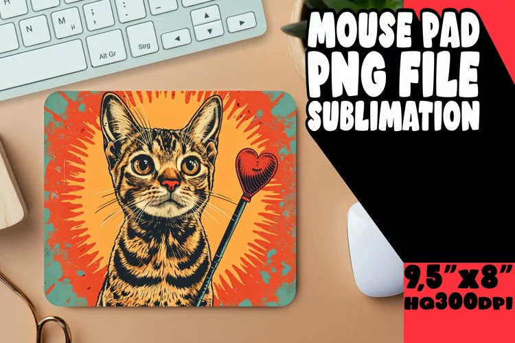 Cute Cat Portrait Mouse Pad