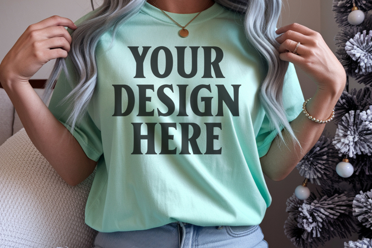 Bay Comfort Colors 1717 Christmas Shirt Mockup, Cozy Mockup