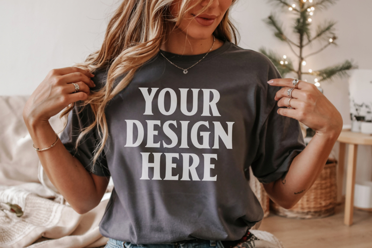 Christmas Comfort Colors 1717 Pepper T-Shirt Mockup Real