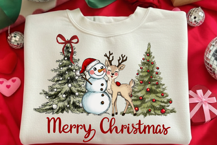 Merry Christmas Png, Christmas Snowman and Reindeer png