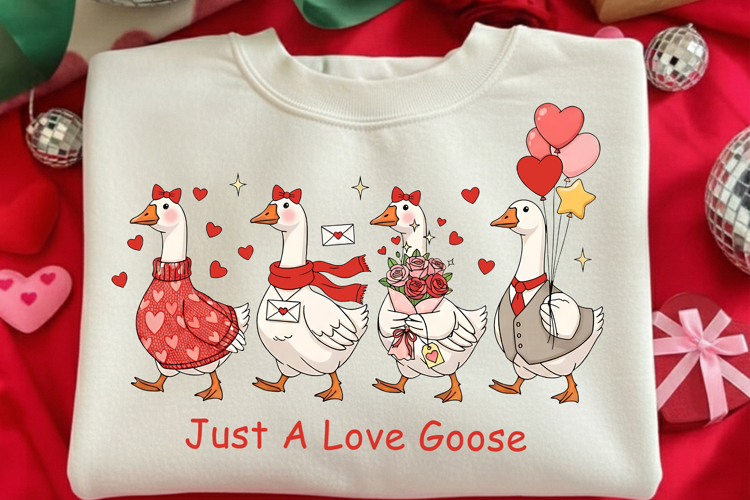 Just A Love Goose Png, Cute Valentine Goose Coquette png