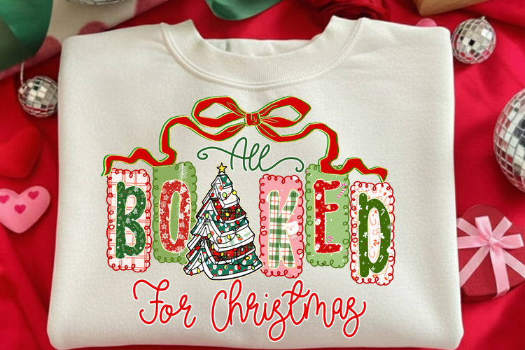 All Booked for Christmas Png, Christmas Books Png