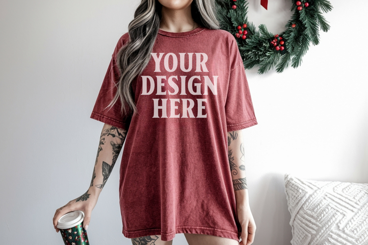 Crimson Christmas Comfort Colors 1717 TShirt Mockup,cc17