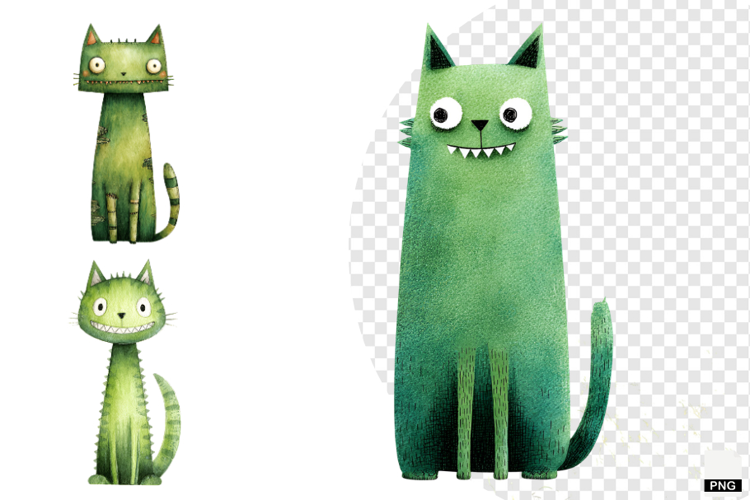 Green Zombie Cat Clipart