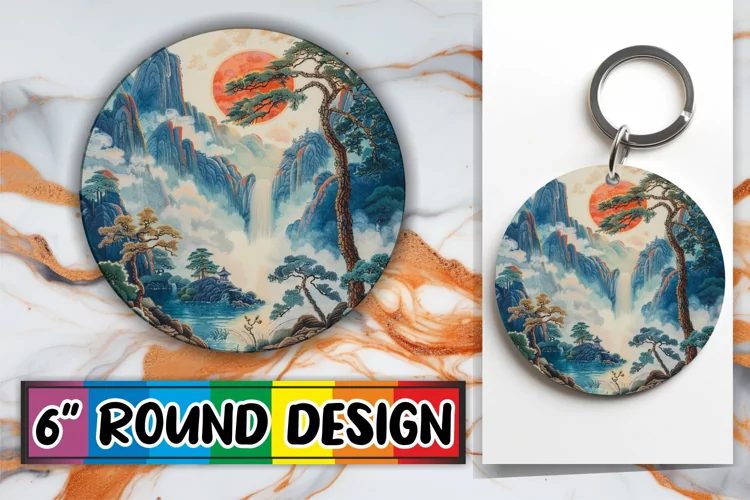 3D Beauty in Sublimation Circle Kaychain Spring View Print