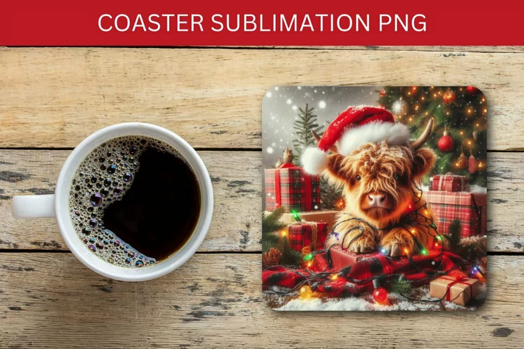 square coaster - highland cow