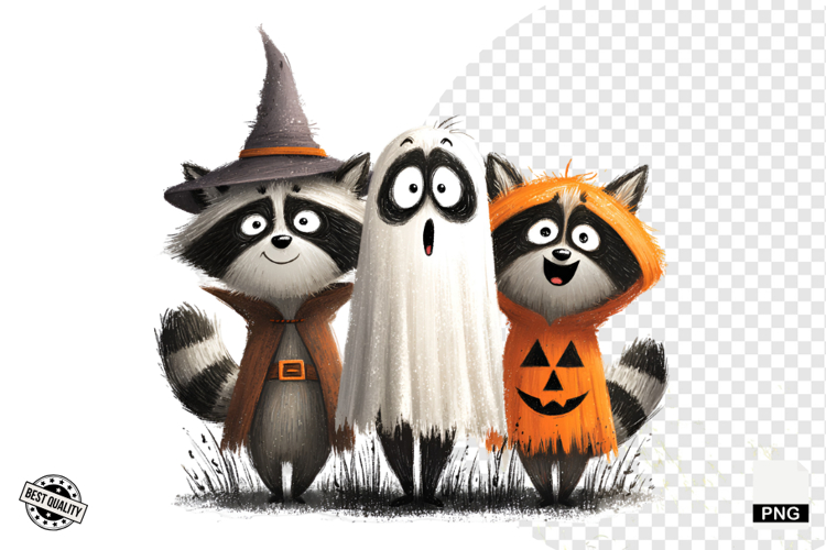 Halloween Spooky Raccoons Clipart example image 1