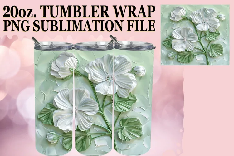 White Blossom Paradise: 3D Tumbler Sublimation