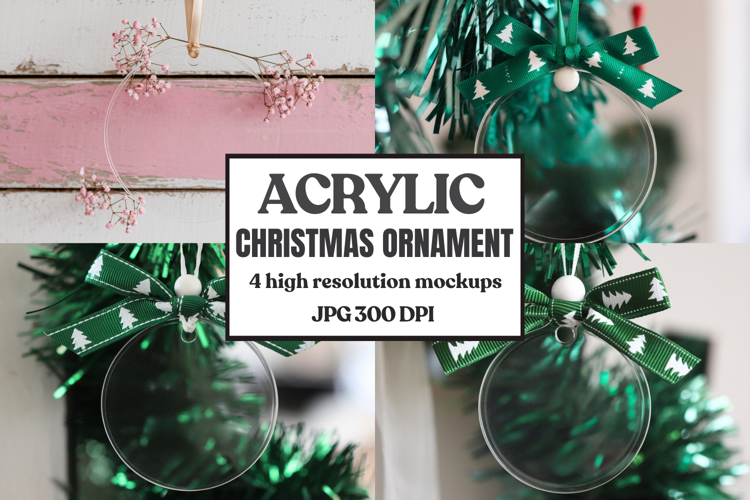 Christmas Acrylic Ornament Mockups | Round Clear Acrylic Orn