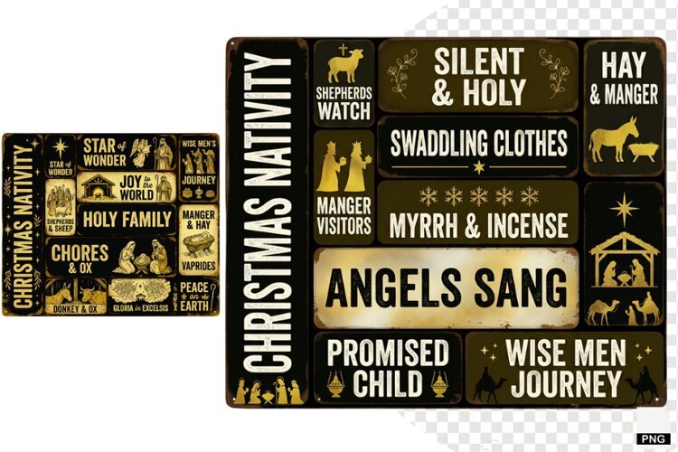 Christmas Nativity Signs PNG example image 1
