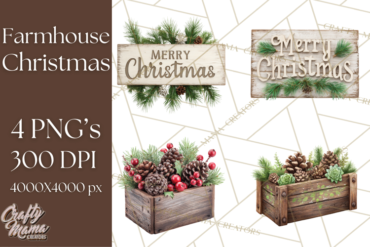 Farmhouse Christmas Wreath Png Image 8