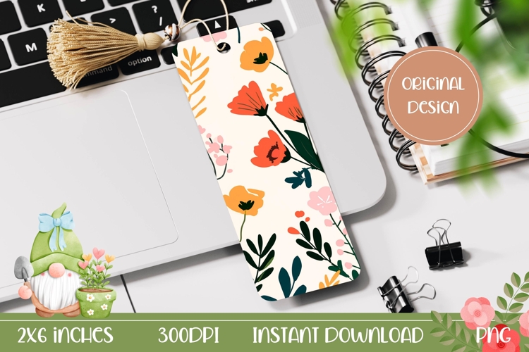 Colorful Bookmark Design, Abstract Flowers Bookmark