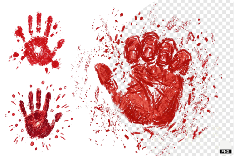 Halloween Red Handprints & Splatters PNG