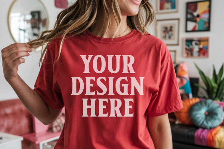 Comfort Colors 1717 Red T-Shirt Mockup