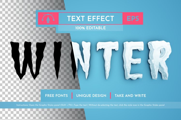 Winter Editable Text Effect, Graphic Style