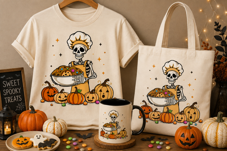 Halloween Skeleton Baker PNG | Spooky Cookie Chef Clipart