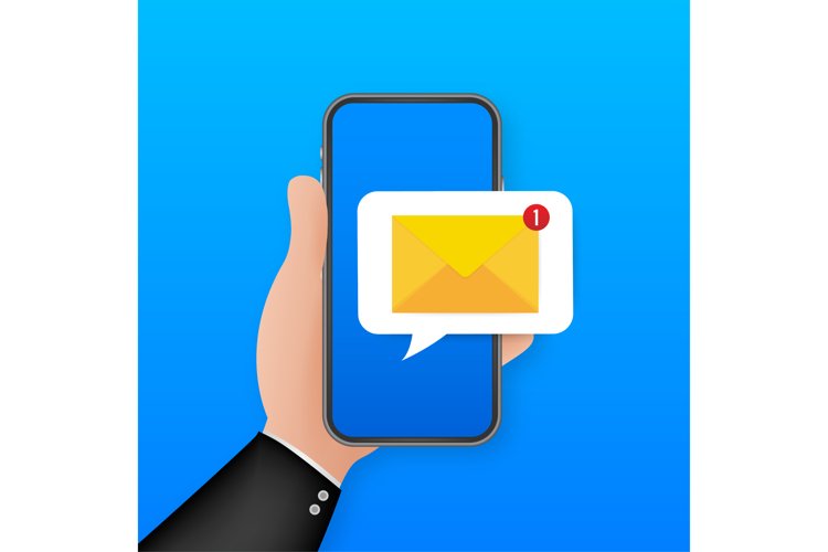 Email notification concept. New email on the smart phone example image 1