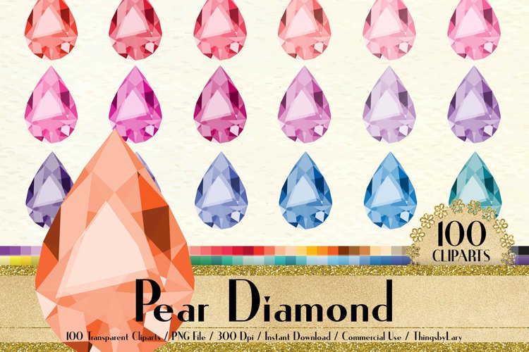 100 Realistic Pear Diamond Clip Arts, Wedding Diamond example image 1