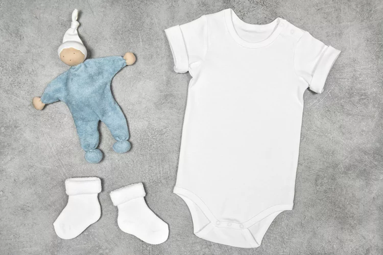 Baby Bodysuit mock up for crafters stock photo