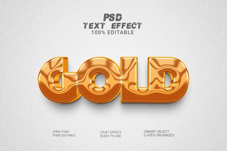 Gold editable 3d text effect style example image 1