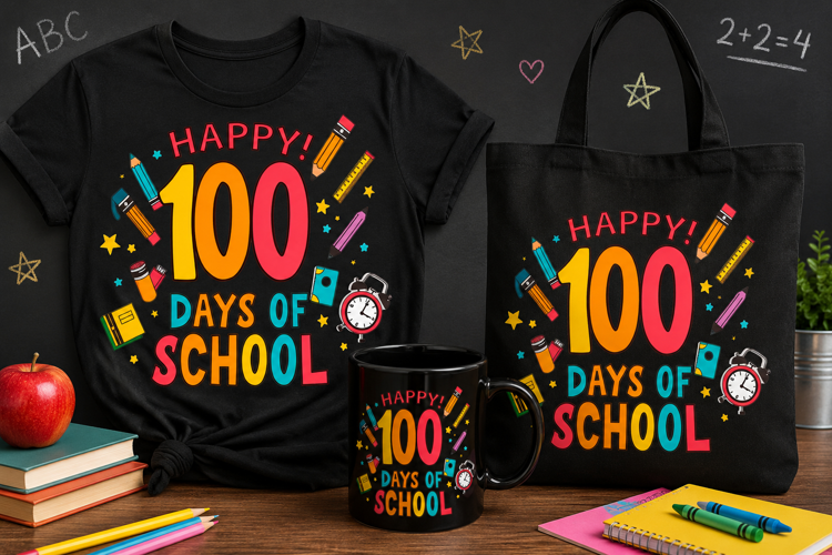 Happy 100 Days of School PNG, Classroom Celebration Design