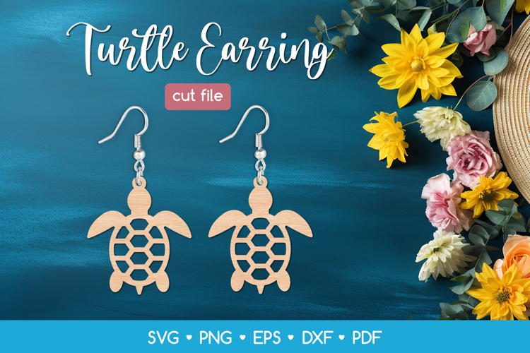 Turtle Earring SVG Laser Cut File, Animal Jewelry Template