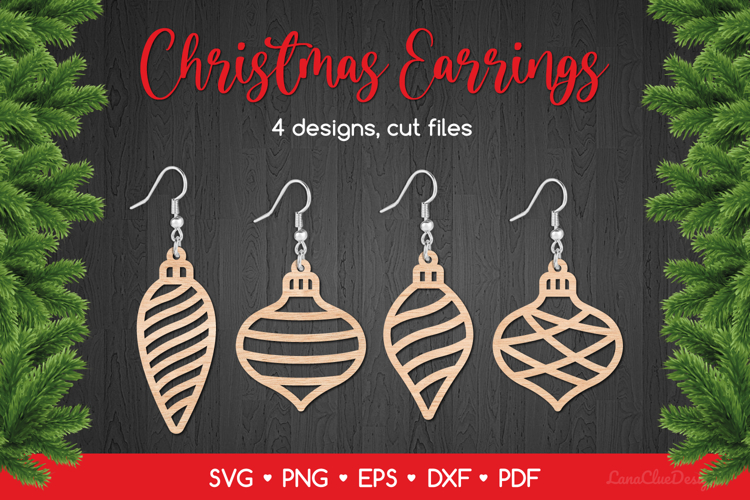 Christmas Earrings SVG for Crafters, Xmas Jewelry Template
