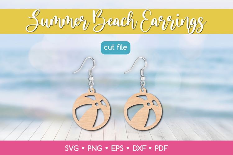 Summer Ball Earring SVG Laser Cut, Beach Jewelry Template