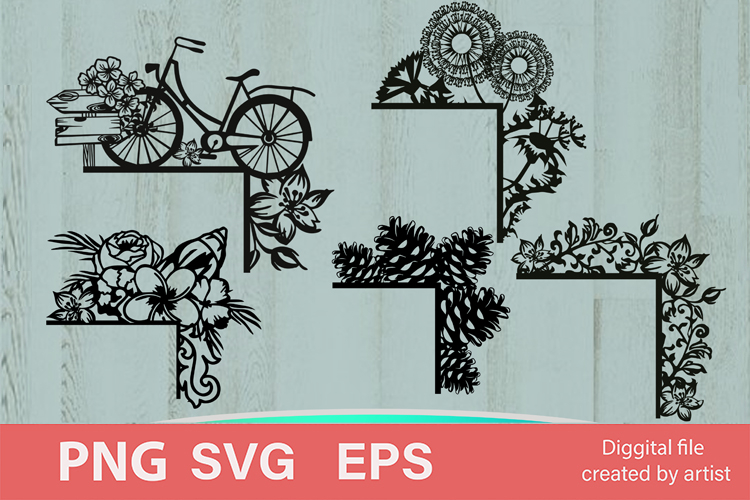 SVG door corners, SVG cutting file, laser-cut corners, home