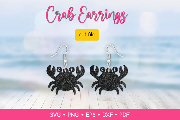 Crab Earring SVG Cut File, Sea Animal Jewelry Template