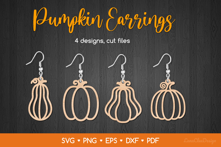 4 Pumpkin Earrings SVG Cut Files, Fall Jewelry Templates