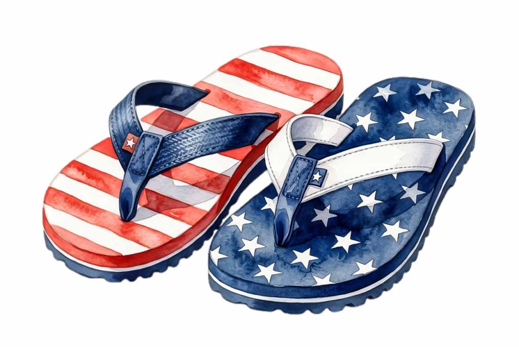 Patriotic Flip Flops Watercolor Clipart