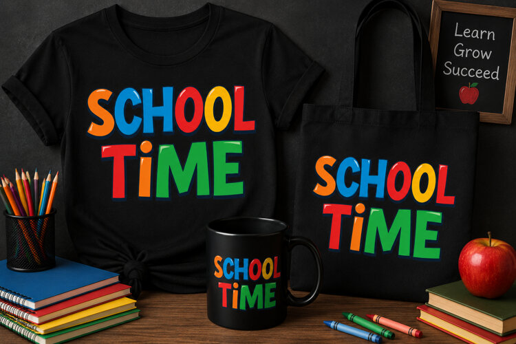 School Time PNG, Colorful Back to School Design example image 1