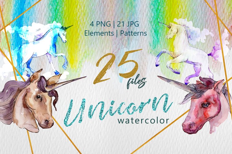 Unicorn Masterpiece Watercolor png example image 1