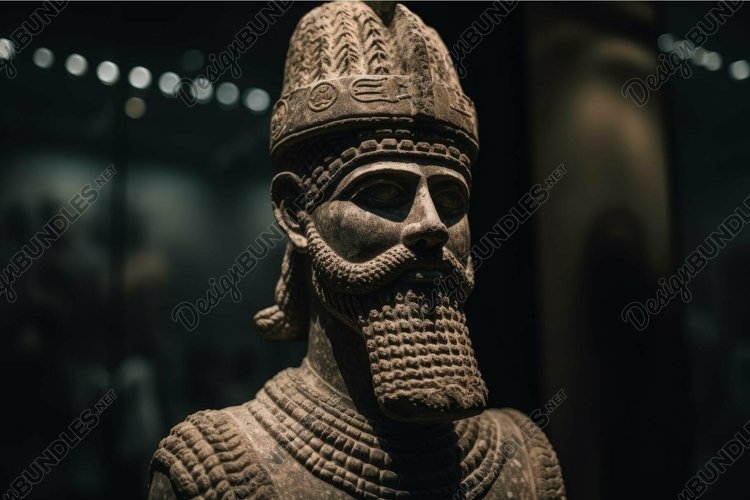 Intricate Sumerian god sculpture. Generate ai example image 1