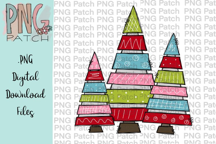 Colorful Tiered Christmas Trees, Christmas PNG File example image 1