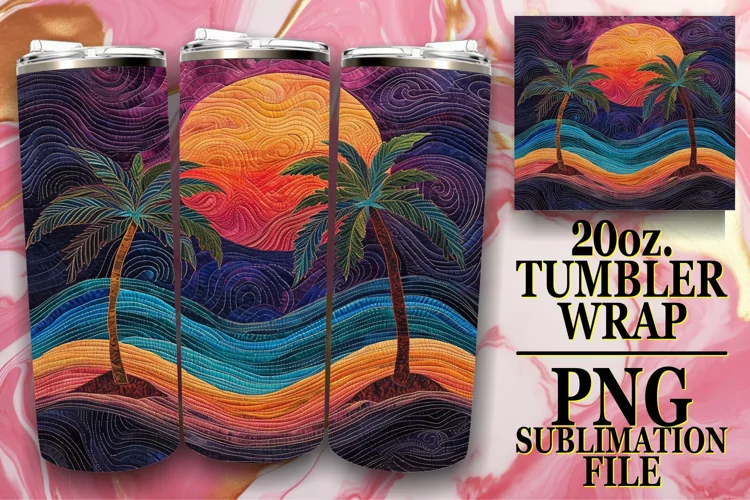 Summer Botanical Joy Tumbler Design - Retro Charm