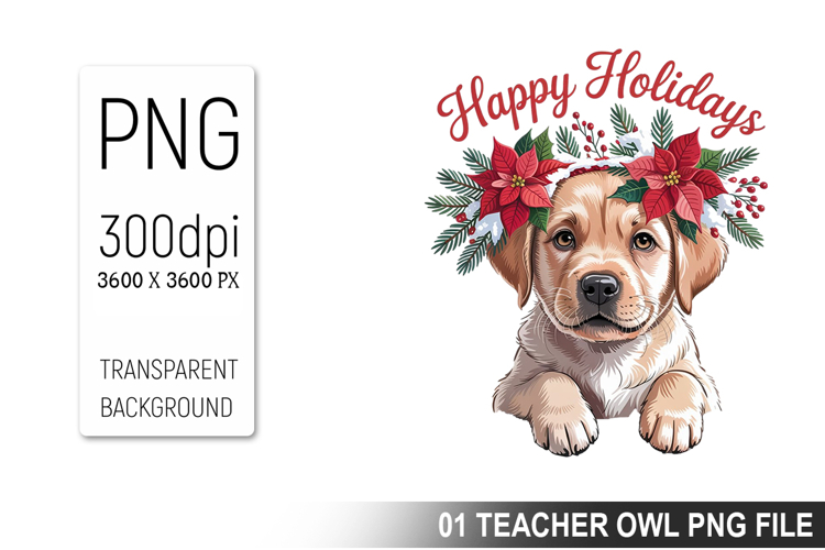 Cute Floral Dog, Animal Sublimation Clipart PNG