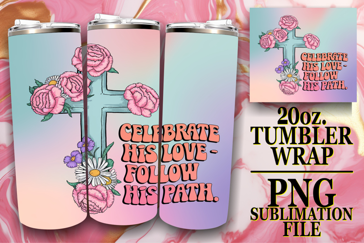 Inspiring sunsets 20oz tumbler wrap, Cross