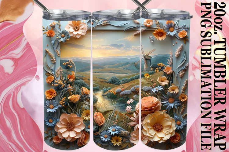 Meadow Vision 3D Tumbler Design 20oz example image 1