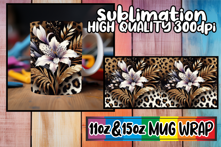 Playful afternoons 11oz 15oz sublimation wrap, Leopard Print