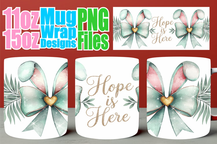 Lovely moments sublimation mug wrap, Easter Bow example image 1
